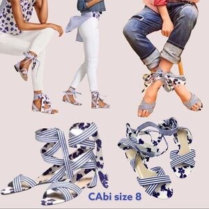 CABI TUDE UP SANDALS BLUE/WHITE FLORAL &STRIPE.